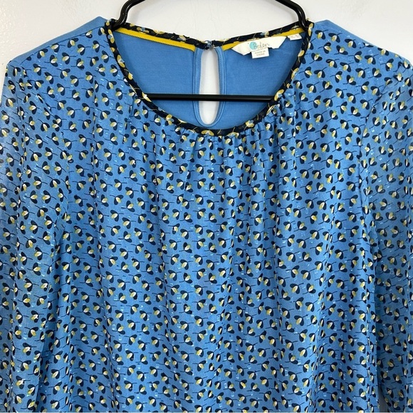 Boden Blue Floral Long sleeve Chiffon Ruffle Blouse Size 2 - Picture 5 of 13